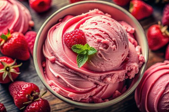 Pink Ice Cream Texture Wallpaper - Vintage Strawberry Raspberry Photography