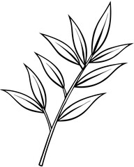 Obraz premium Line art of a bamboo branch with leaves. Vector illustration 