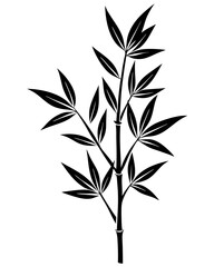 Obraz premium Silhouette of a bamboo branch with leaves. Vector illustration 