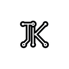 JK monogram logo design letter text name symbol monochrome logotype alphabet character simple logo