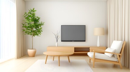 Minimalist living room design in cream-colored walls modern furniture cozy atmosphere interior contemporary aesthetic for homeowners