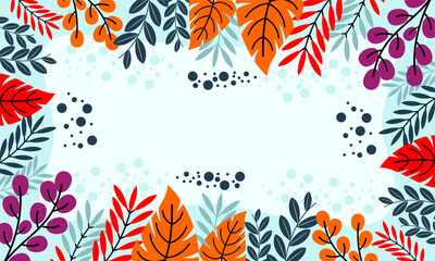 Flat abstract floral leaves background