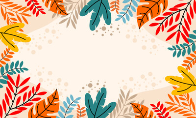 Flat abstract floral leaves background