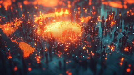 Fototapeta premium Global Network Connecting People Digitally Worldwide