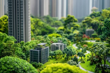 miniature model of a modern urban landscape with greenery