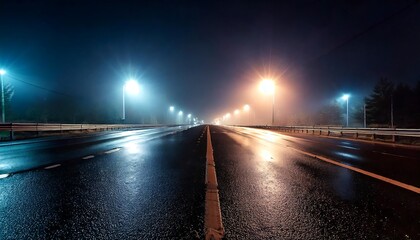 Night Rain Road Driving: Fog, Smoke, and Wet Asphalt in the Dark