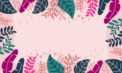 Flat abstract floral leaves background