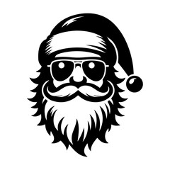 black and cartoon illustration of a santa wearing a hat