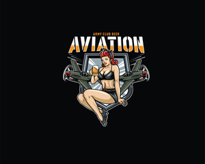 Aviation Club Beer pin up logo