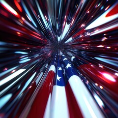 glass american flag abstract 3D render spiral centered democracy election president