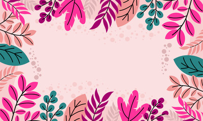 Flat abstract floral leaves background