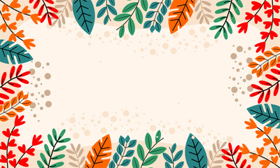 Flat abstract floral leaves background