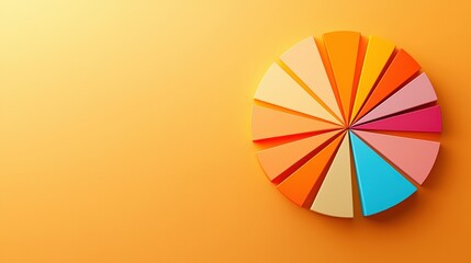 Obraz premium A colorful pie chart is displayed on a yellow background