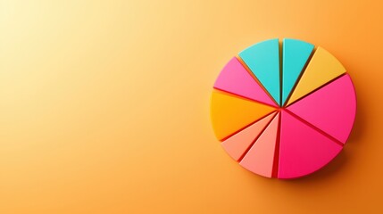 Obraz premium A colorful pie chart is displayed on a yellow background