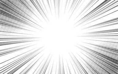 Radial lines background for comic books. Manga speed frame, superhero action, explosion background. Vector illustration