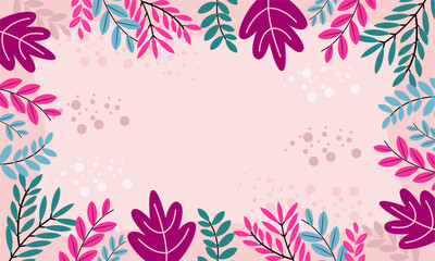 Flat abstract floral leaves background