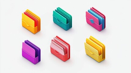 Colorful Folder Icons Collection with Vibrant Graphics for Creative Design Projects