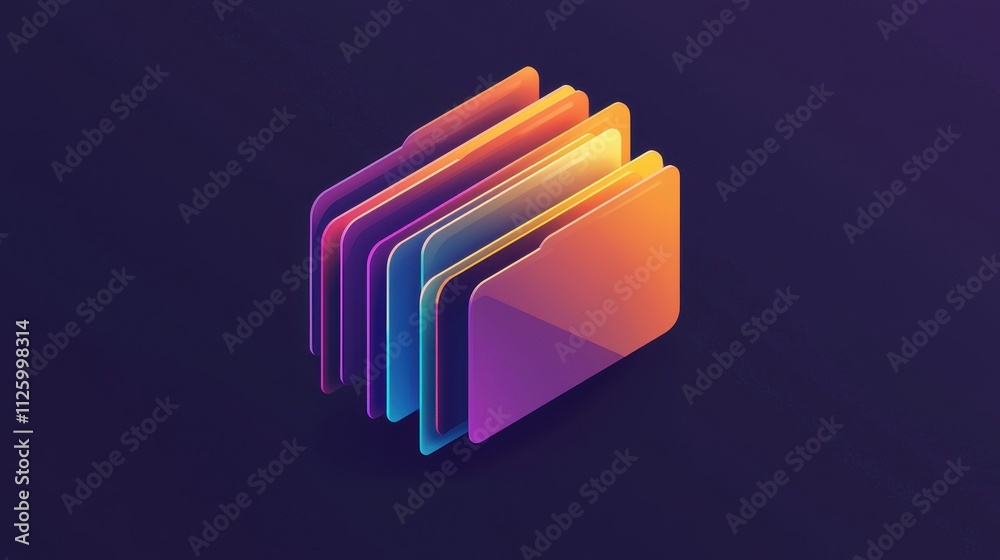 Poster isometric high-quality ui representation of colorful folder icons and visual elements