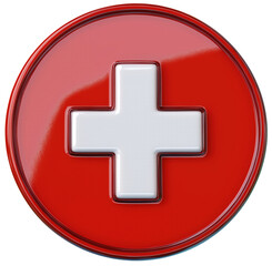 Fototapeta premium Red Circle Medical Symbol with White Cross isolated on transparent background.
