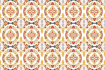 seamless pattern. Classic Seamless pattern. Elegant Ornamental Pattern with Geometric and Floral Elements for Fabric Design. Vector Illustration for Elegant Textile Design.