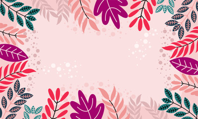 Flat abstract floral leaves background