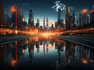 Obraz premium Dark Urban Skyline Highlighting the Consequences of a Global Financial Crisis