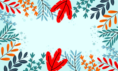 Flat abstract floral leaves background