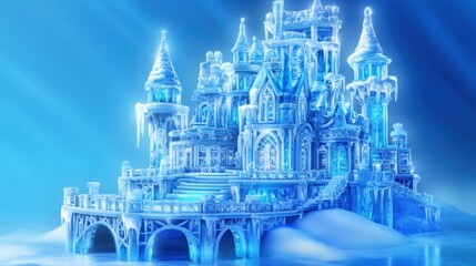 Obraz premium Enchanting Frozen Castle Winter Wonderland Scene