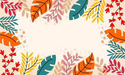 Flat abstract floral leaves background