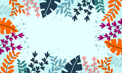 Flat abstract floral leaves background