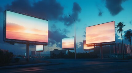 Advertising branding mockup, displaying brand designs across billboards and media platforms