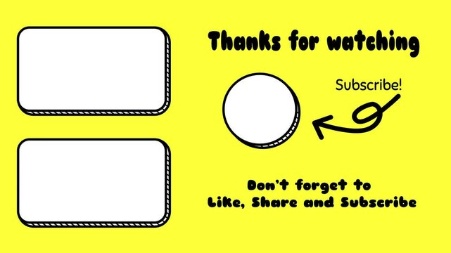 Youtube End Screen in Doodle Art Style. Suitable for vlog channels with children's content.