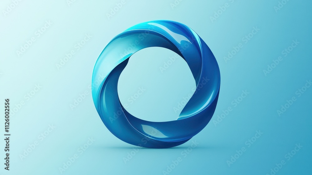 Poster elegant blue circular design icon for refresh and loop applications in minimalist style
