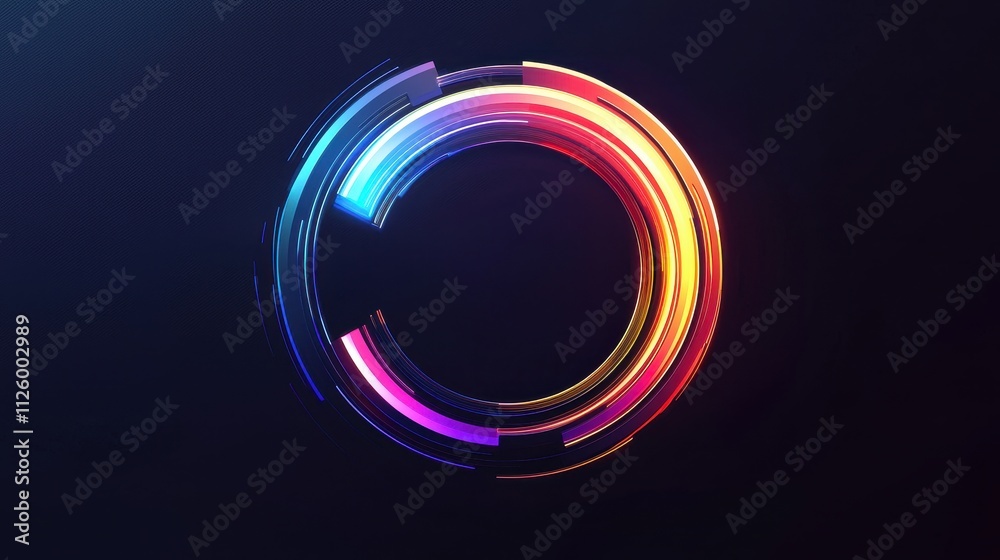 Poster dynamic refresh icon with colorful circular design on dark background for vector use