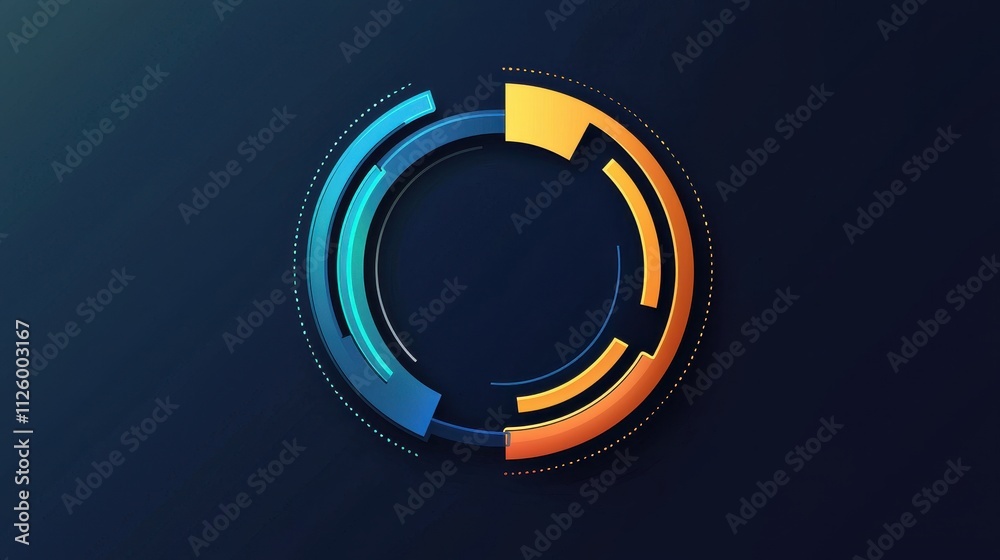 Poster circular refresh icon update vector graphic with dynamic elements and bright colors