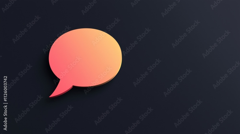 Poster minimalistic flat design speech bubble with smooth gradient in soft colors on dark background