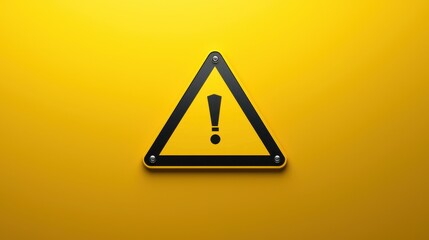 Yellow Warning Sign Icon with Exclamation Point on Bright Background for Safety Awareness