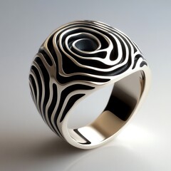 Abstract swirl design silver ring.