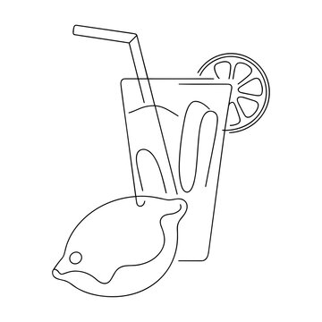 recommend clip art: Line Art of a Lemonade Glass with Lemon Slice