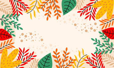 Flat abstract floral leaves background