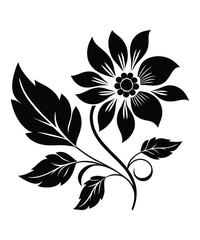 Decorative flower silhouette vector illustrations
