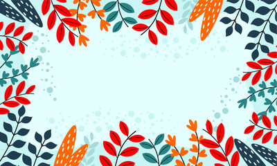 Flat abstract floral leaves background