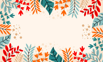 Flat abstract floral leaves background