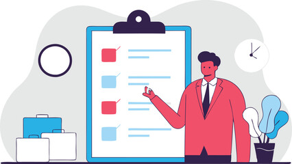 business man with clipboard 