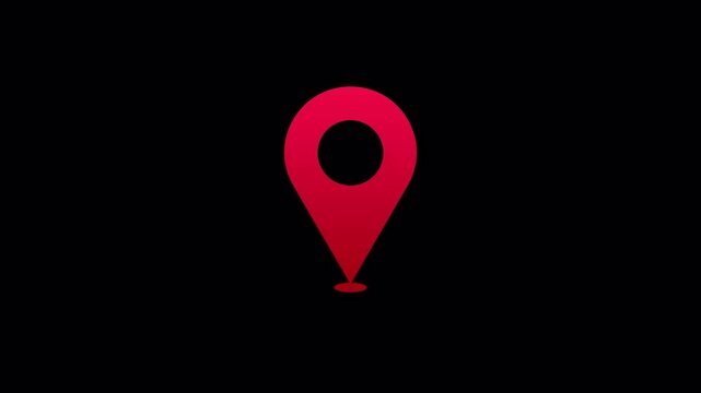 red map pointer animation motion graphic, transparent background, map marker