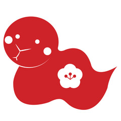 巳年の年賀状の赤い蛇イラストのアイコン