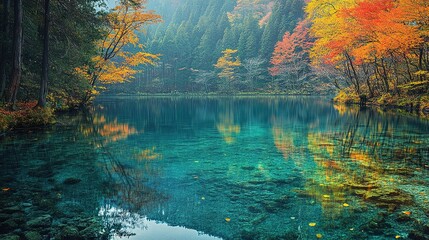 autumn landscape with lake