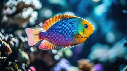 Obraz premium vibrant tropical fish swimming in a coral reef