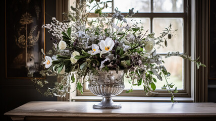 Fototapeta premium Beautiful bouquet of flowers in vase. Floral arrangement
