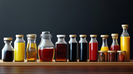 Diverse collection of condiments in various containers, each adding unique flavors to elevate any meal